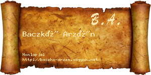 Baczkó Arzén névjegykártya